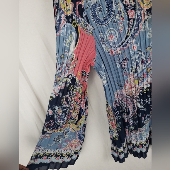 Melissa Paige Colorful Women's Paisley Accordian Fold Shirt Sz XL W/necklace - Picture 5 of 10